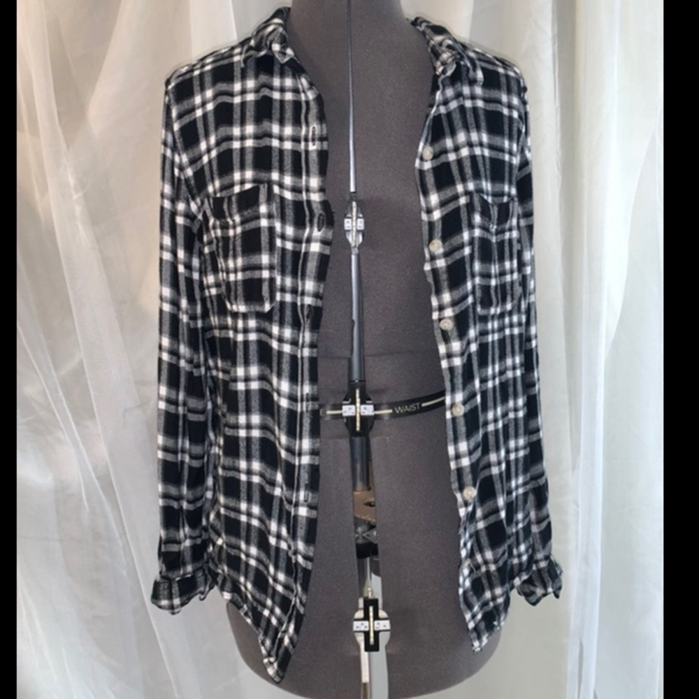 Mossimo Black and White Plaid Shirt